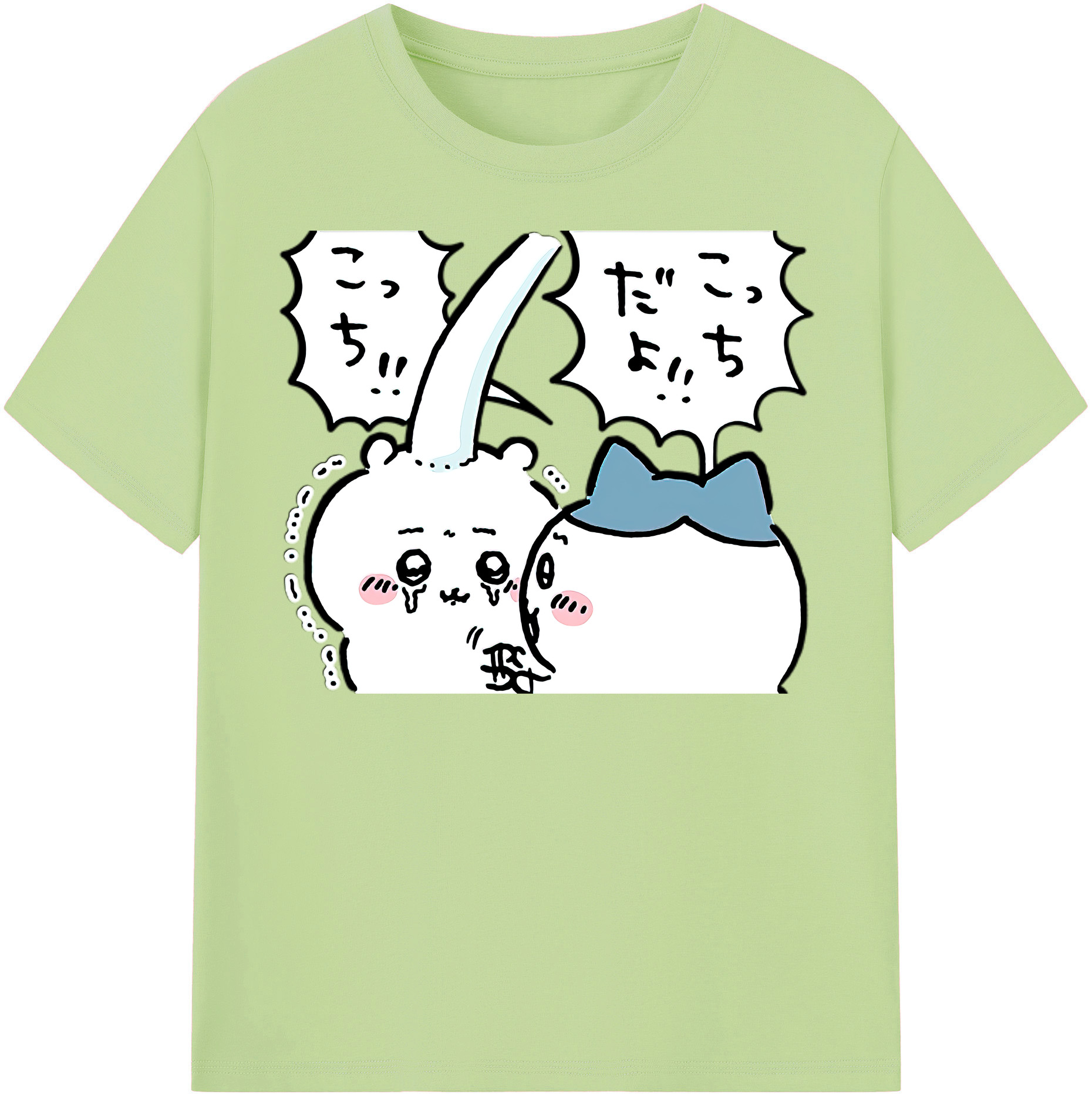 （画像用） ちいかわ ハチワレ Chii-kawa hachiware 綿100％半袖Tシャツ（フロントプリント）